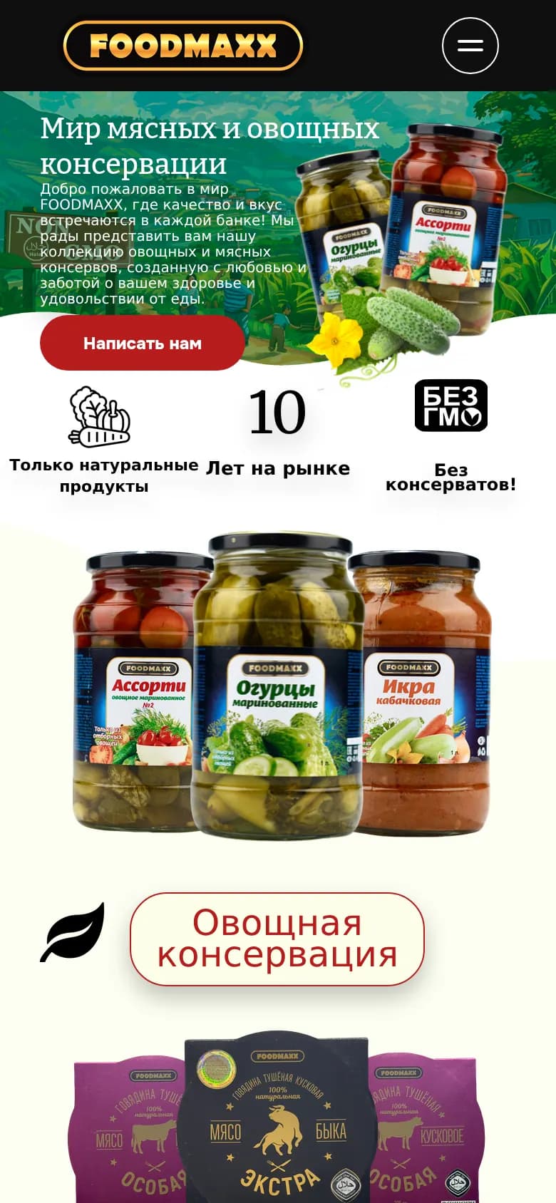 FOODMAXX: перший екран старого сайту — Телефон