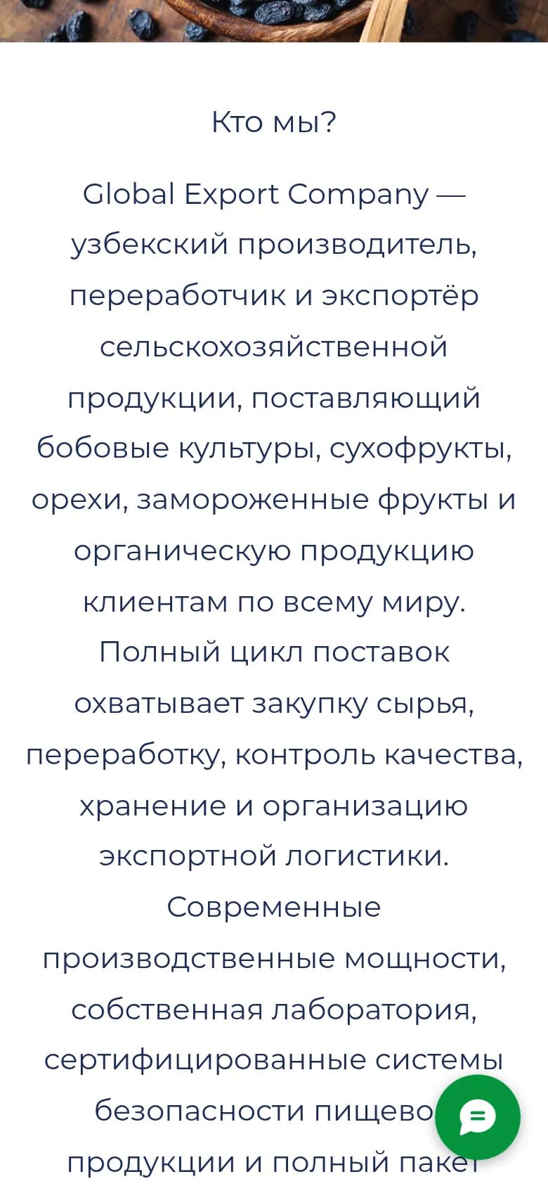 Global Export: перший екран старого сайту — Телефон