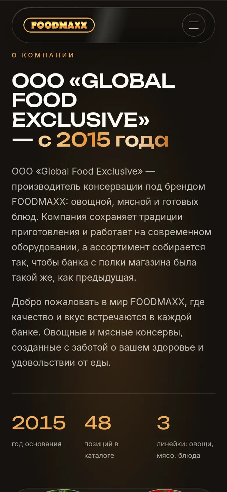 FOODMAXX: перший екран сайту, який зробили ми — Телефон