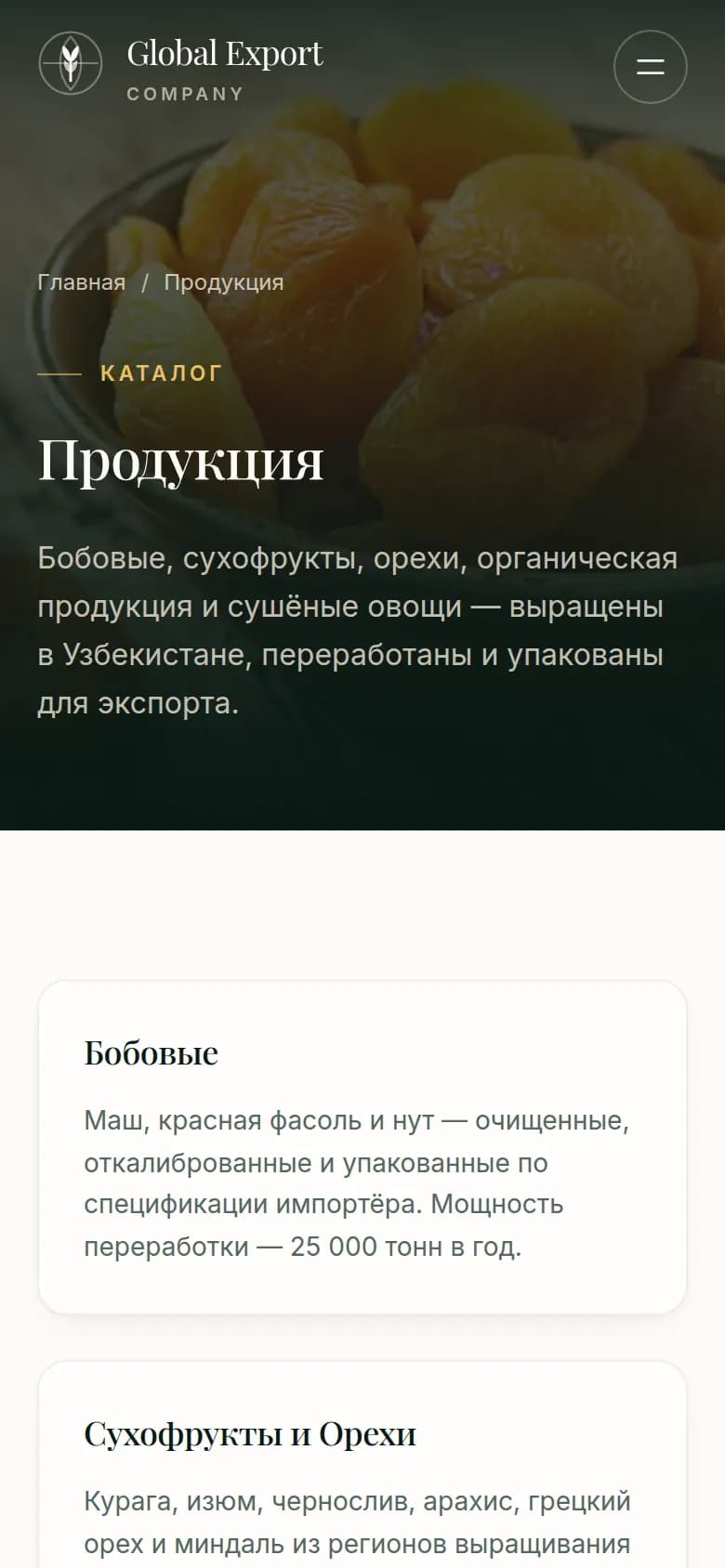 Global Export: перший екран сайту, який зробили ми — Телефон