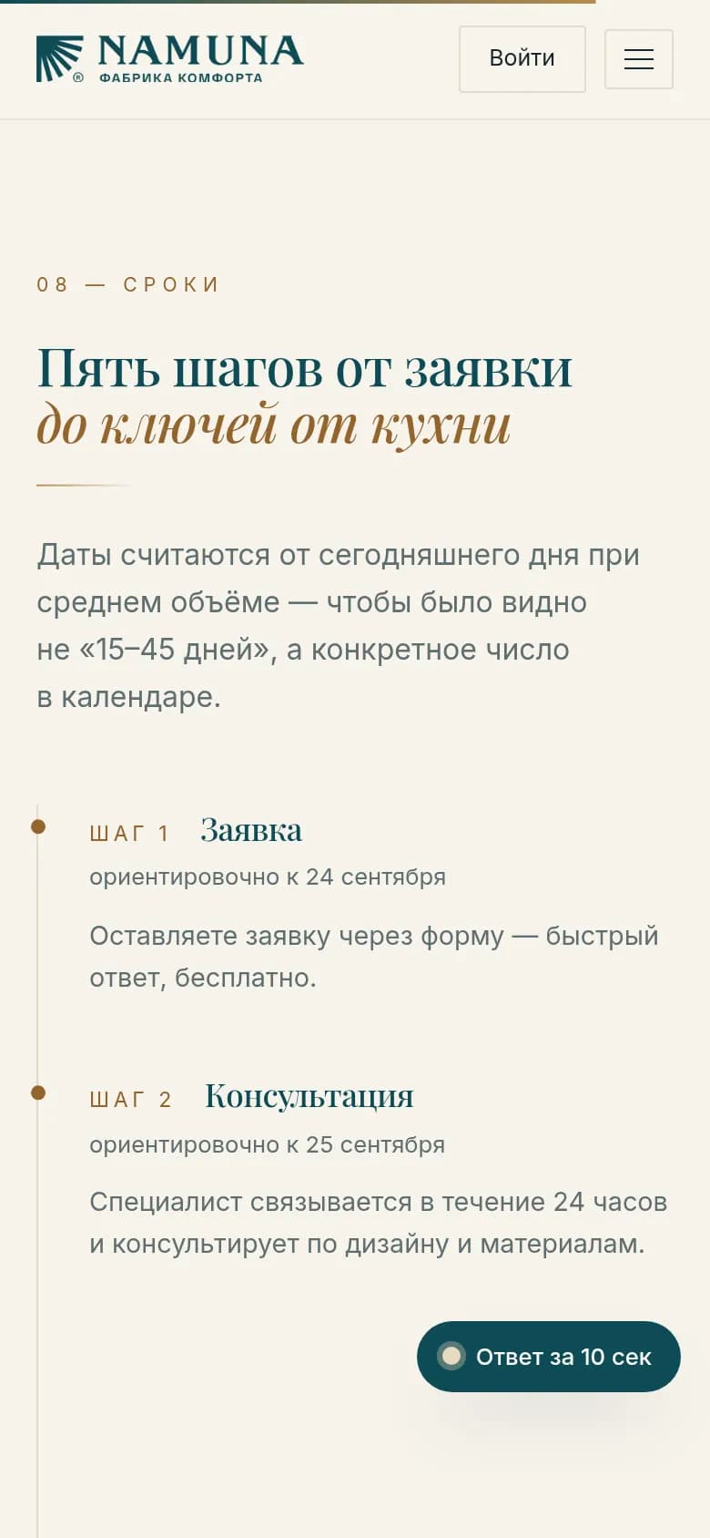 Namuna: pierwszy ekran strony, którą zrobiliśmy — Telefon